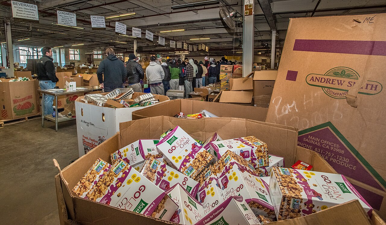 Community donation items organized for event needs.